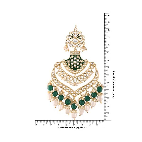 I Jewels 18K Gold Plated Intricately Designed Womens Traditional Long Earrings Enamel Glided With Kundans & Pearls (E2903) - Image 7