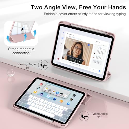 IAMKHO Case for iPad (A16) 11th Generation 11 Inch 2025, iPad 10th Generation Case 10.9 Inch 2022 with Pencil Holder, Shockproof Cover with Clear Back Shell, Supports Auto Wake/Sleep (Light Pink) by IAMKHO - Image 8