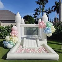 Inflatable White Bounce House for Kids with UL Blower-Portable, Large Ball Pool and Jump Space 3in1 Bouncy Castles A Spacious Joy-Room Bounce House for Kids 3-12 (Oxford material-13' L X 8' W X 8' H)