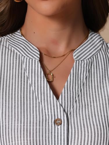 Image of Allegra K Striped Shirt Dresses for Women's Sleeveless Work V Neck Ruffleed Midi Dress
