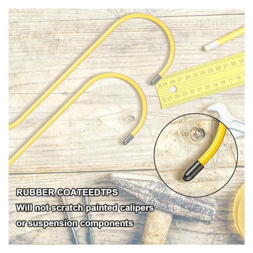 Car Brake Caliper Hooks, Auto Brake Caliper Hangers with Rubber Tips, Universal Durable &amp; Rust-Proof Automotive Tools for Braking, Axle, Bearing, Suspension Work (Yellow, 4 pcs)
