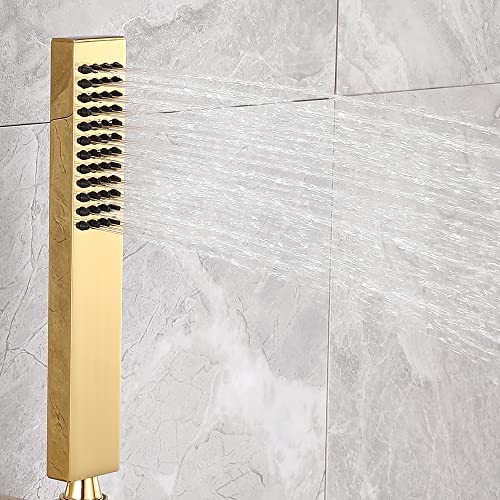 Pommeau de douche carré en laiton doré universel haute pression
