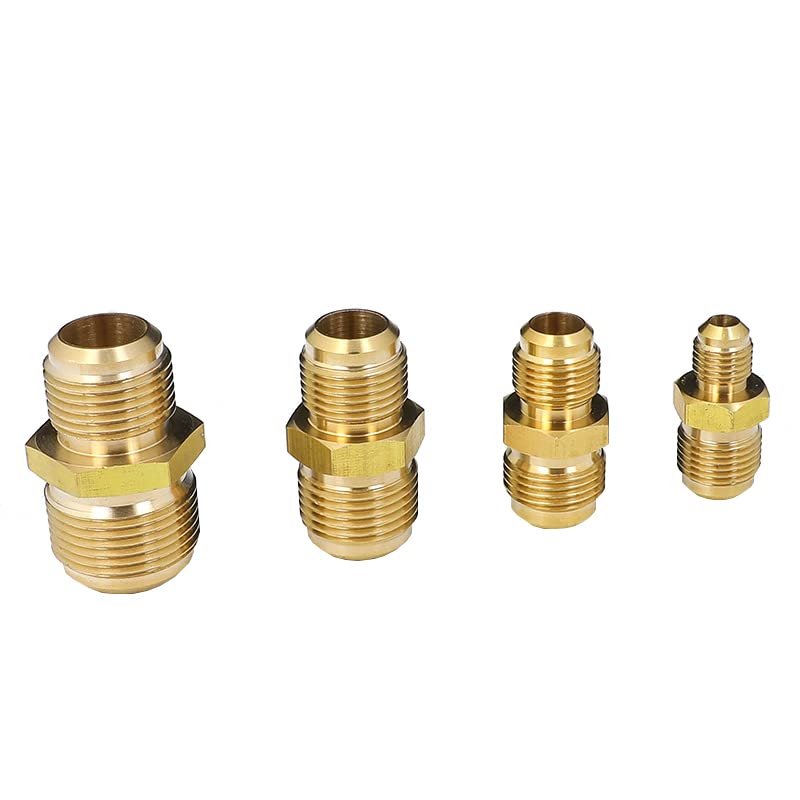 Equal Reducer Nipple Flare Tube OD 1/4" 5/16" 3/8" 1/2" 5/8" 3/4" 7/8" SAE-Standard Brass Pipe Fitting Connector Air Coniditoner(1l2 to 1l2 SAE)