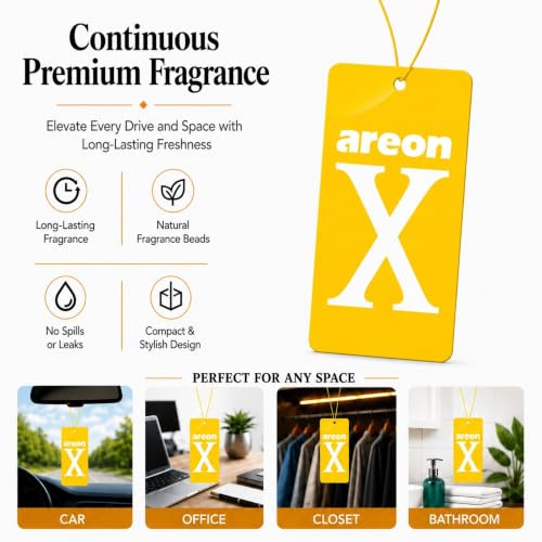 Image of AREON X Paradise Yellow Fresh Paper Hanging Car Air Freshener - Pack of 12