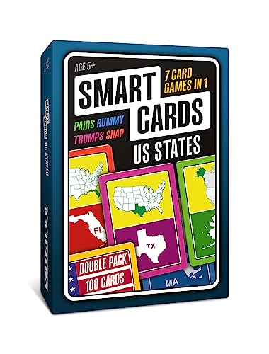 Smart Cards US States, 7 Games in 1, Pairs, Snap, Trumps, Rummy, Quiz, Learn Facts, Travel Game,...