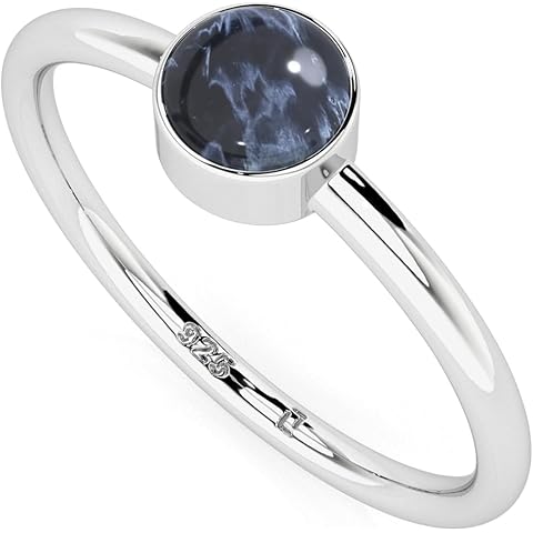 Natural Pietersite Stackable Ring for Women in Sterling Silver, August Birthstone J...
