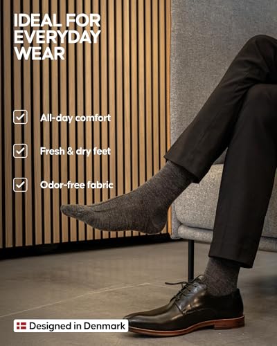 Image of DANISH ENDURANCE Merino Wool Socks - Breathable Moisture-Wicking Dress Socks for Men & Women, Lightweight & Thin, 3 & 5-Pack