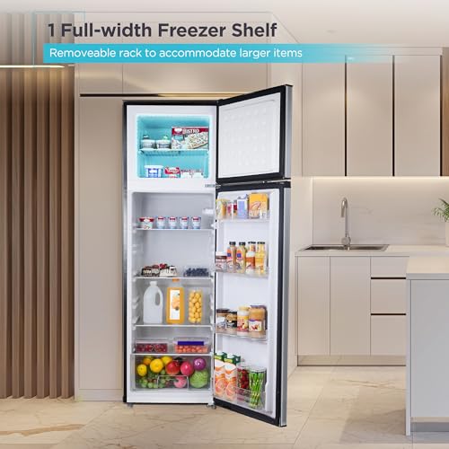 Image of BLACK+DECKER 10 Cu. Ft. Top Mount Refrigerator with Freezer, 2 Door Fridge with Top Freezer and Mechanical Temperature Control, For Homes and Apartments, BDA10LAS, Stainless Steel Look