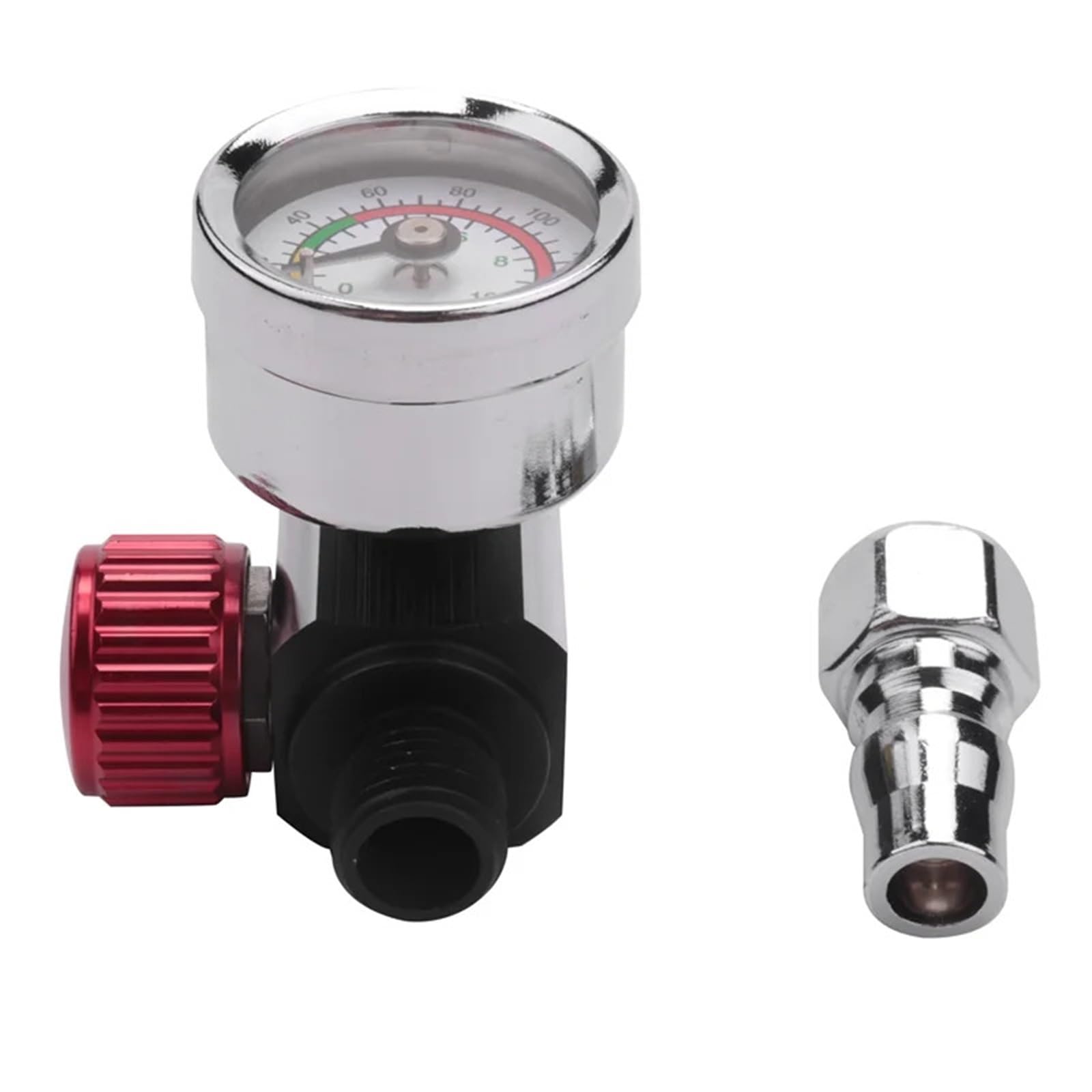 1Pc 1/4 inch Bsp Mini Air Regulator Valve Tool Durable Small Tail Pressure Gauge 48 x 60mm with Nozzle for Spray Tool