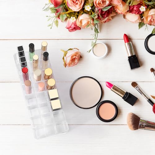 Image of ELLDOO Rollerball Perfume Organizer, 24 Spaces Clear Acrylic Perfume Storage Holder Beauty Scent Holder, Makeup Lipgloss Lipstick Display Case