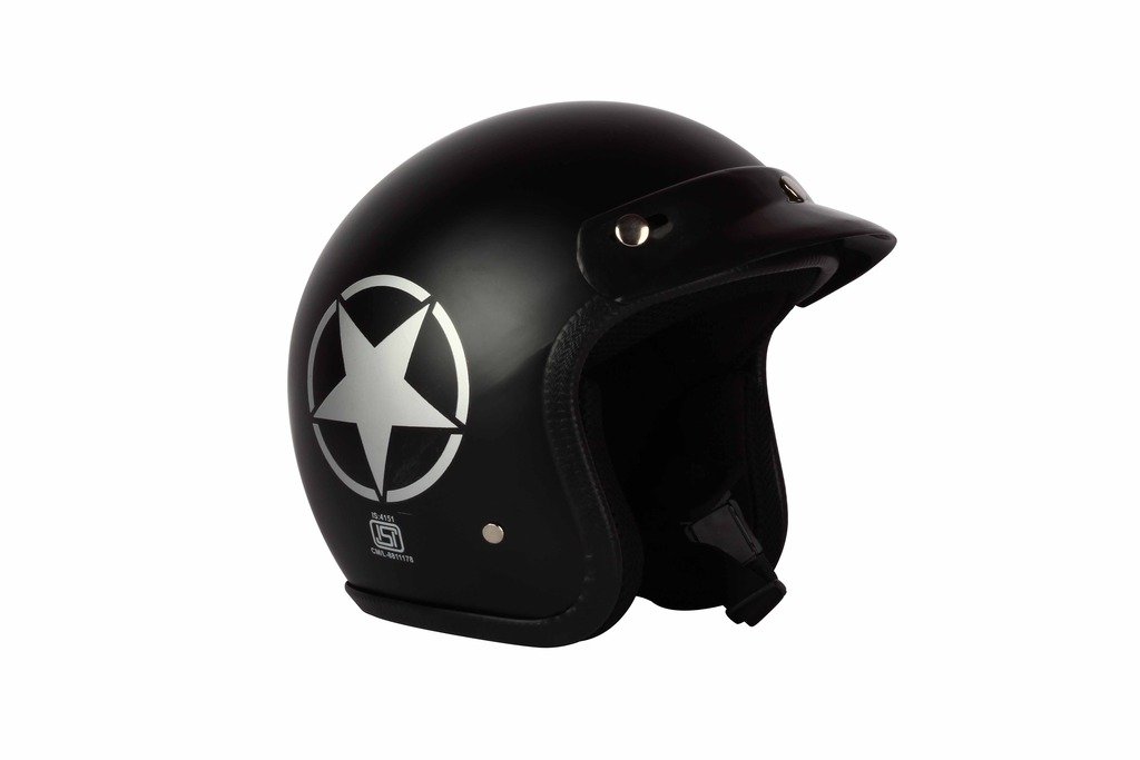 O2 STAR PERL Open Face ABS Helmet with Quick-Release Adjustable Strap, Sturdy Head Protector, Safety Helmet for Bike (Medium Size, Black)