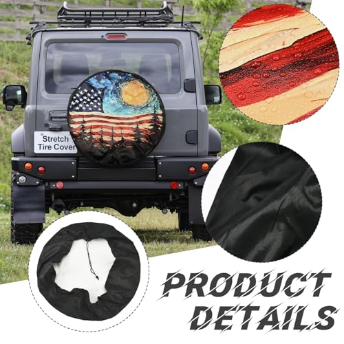 Image of XhuangTech Customized PU Leather Spare Tire Cover, Personalized Wheel Covers, Waterproof, UV-Resistant, Universal Wheel Protectors Fit for Rv SUV Travel Truck Trailer Tires(American Flag, 16 Inch)