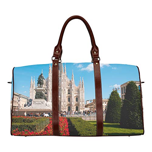 Baby Weekend Bag Unusual Beautiful Milan Cathedral Waterproof Microfiber Leather Carryon Bag Mens Sports Duffel Bag Overnight Travel Bag Travel Bag For Men Bath Travel Bag