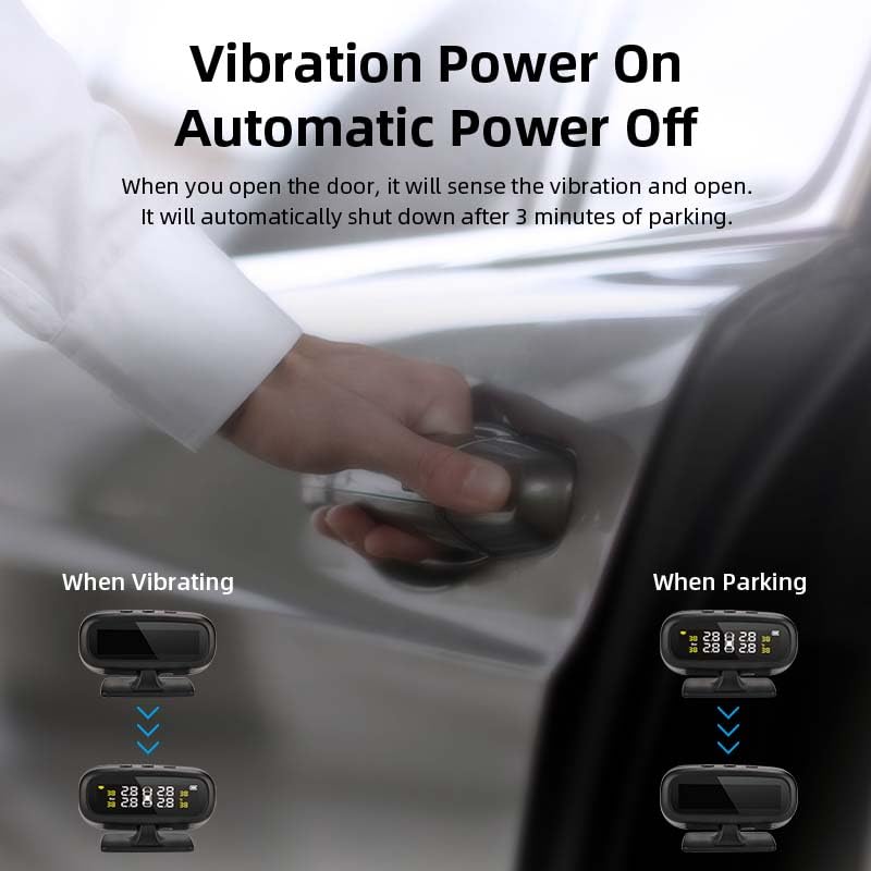Tpms Sistema di monitoraggio della pressione dei pneumatici for auto con ricarica solare, sensore wireless, monitoraggio dei sensori di pressione impermeabili IP68 a 4 ruote Pressione Pneumatici(Inter