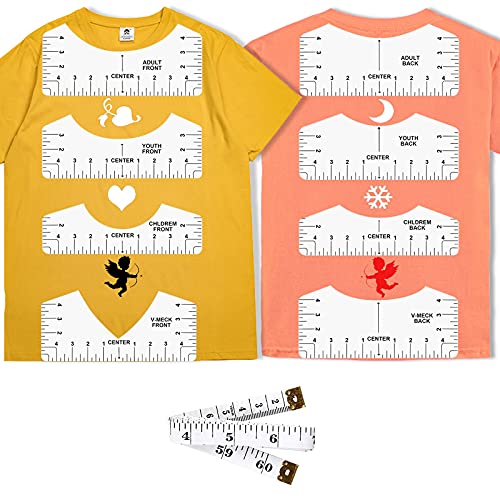 Tshirt Ruler Guide for Vinyl Alignment,9 Pcs Tshirt Ruler,Tshirt Ruler Guide to Center The Design Easily and Accurately