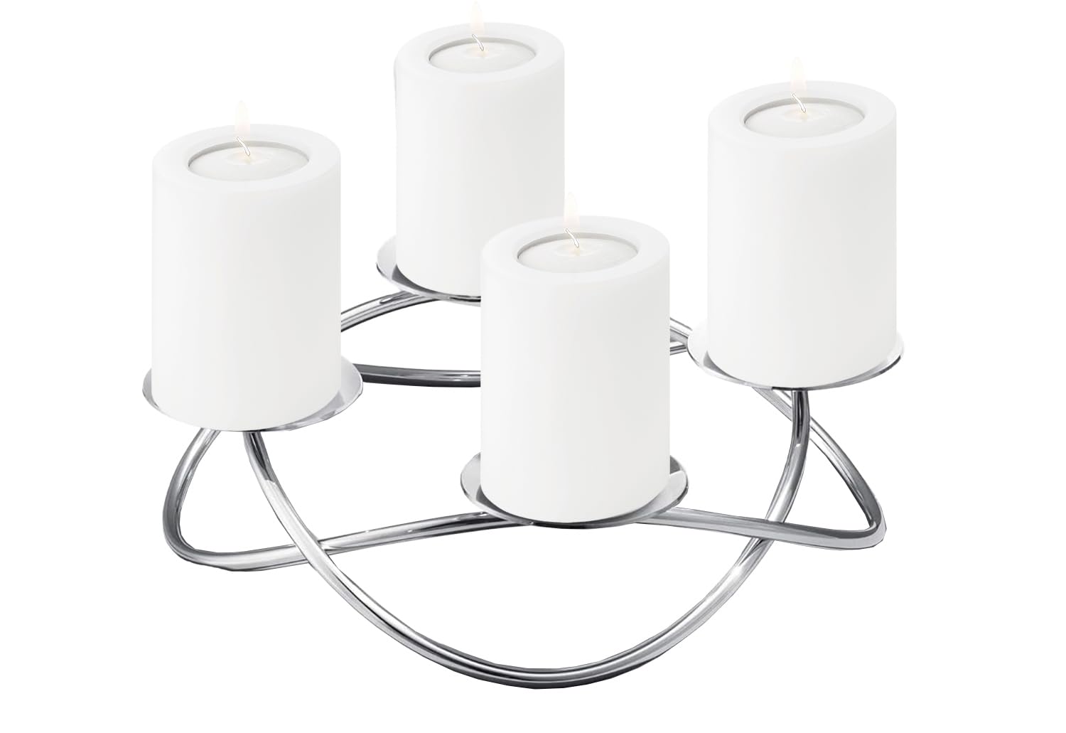 EDZARD Adventskranz Alloa (ø 33 cm), für Stumpenkerzen Ø 6 cm, Edelstahl hochglanzpoliert, silberfarben