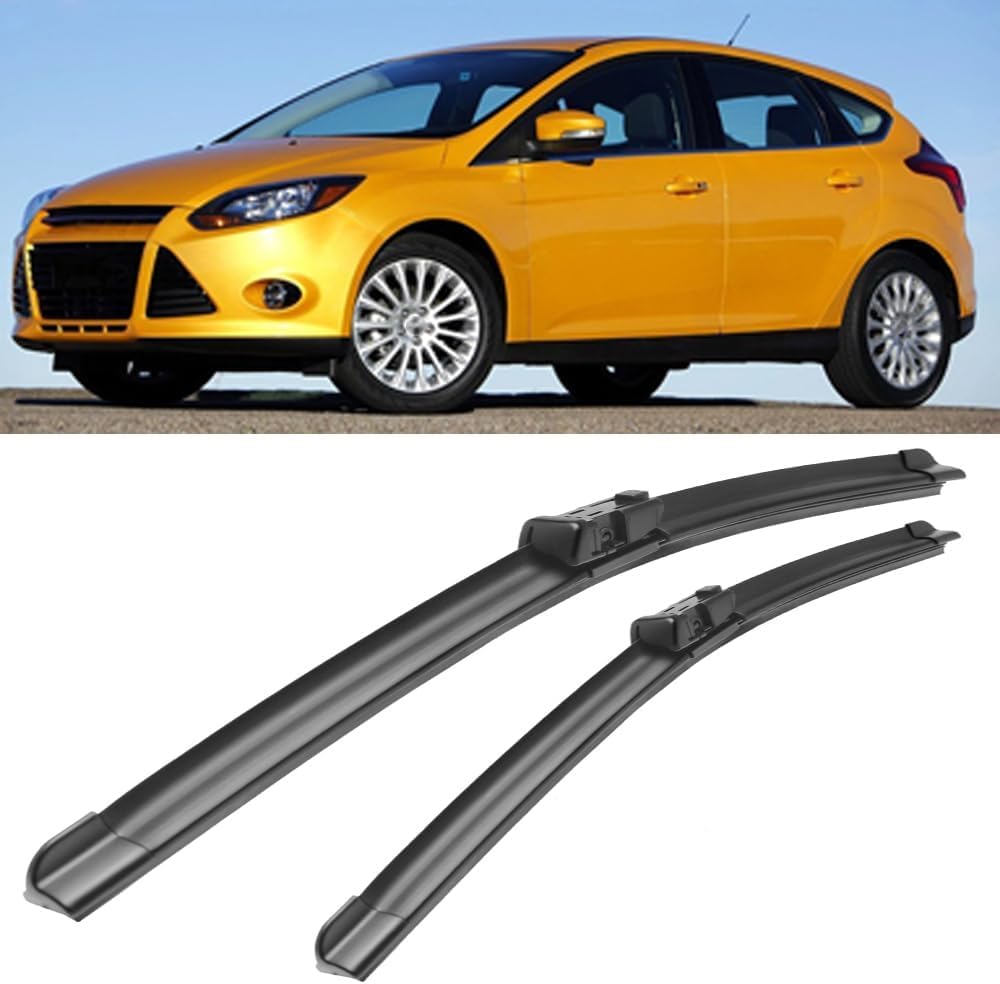 RESKIU Car Front Windshield Wiper Blade Set Replacement for Ford Focus Hatchback 2012-2015, All Season Windscreen Wipers Quiet Easy Installation