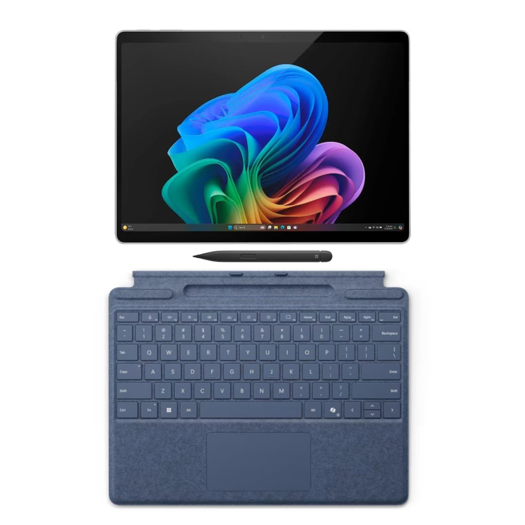 Microsoft Surface Pro 11 Bundle, 2-in-1 Tablet with Pro Keyboard and Slim Pen, Copilot+ PC, 13" Touchscreen OLED Display, Snapdragon X Elite (12 Core), 16GB RAM, 1TB SSD, Windows 11 Pro, Platinum