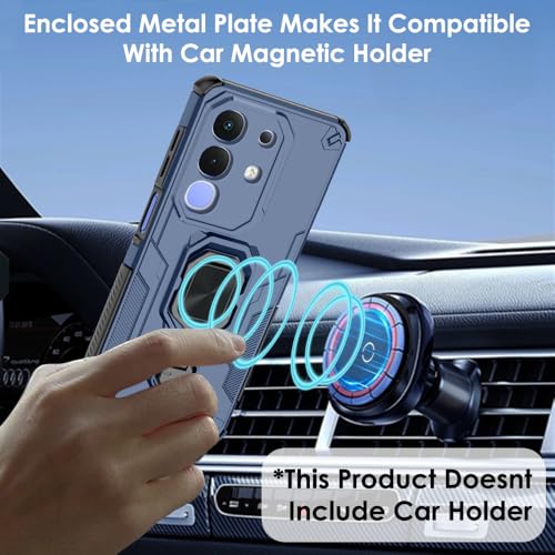 Image of TheGiftKart Tough Armor Bumper Back Case Cover for iQOO Z10x 5G / Vivo T4x 5G | Ring Holder & Kickstand In-Built | 360 Degree Protection Back Case Cover for iQOO Z10x 5G / Vivo T4x 5G (PC & TPU, Blue)