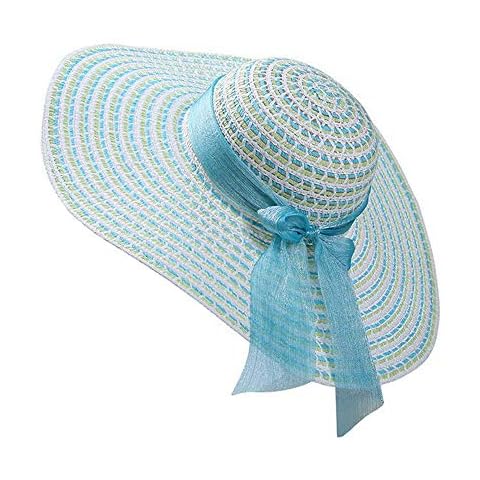 Womens Summer Folding Beach Hat Seaside Sun Protection Sunhat (Aqua Green) Cover