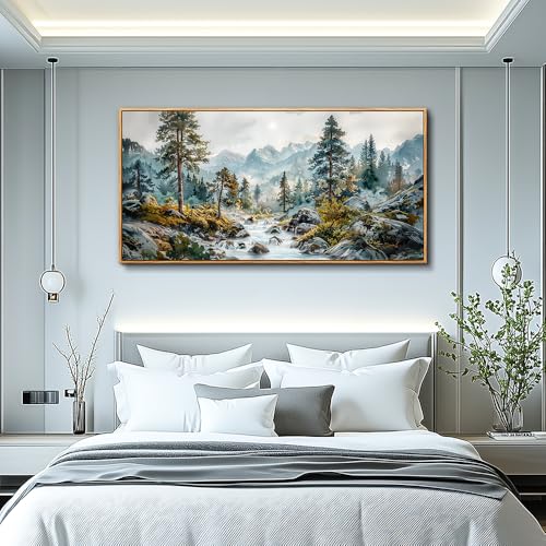 ERQINHUA Large Canvas Wall Decor For Bedroom Wall Art For Living Room Office Decor Forest Tree Paintings Rivulet View landscape Wall Pictures Printing Artwork Modern Home Decor Wood Framed 30x60 In