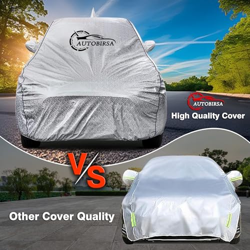 Image of Waterproof Car Body Cover for Jeep Compass with Mirror and Antenna Pocket and Soft Cotton Lining (4 Side Elastic Triple Stitched & Metallic Silver with Black Piping Style)