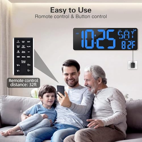 XREXS 16.5 in Large Digital Wall Clock WiFi Sync - Image 4