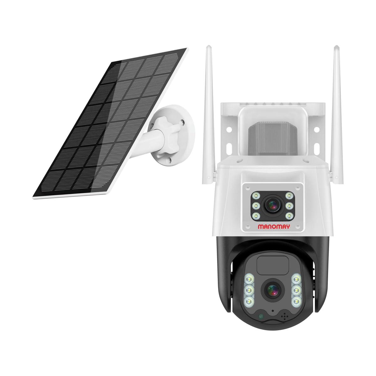 MANOMAY 3+3MP Solar Powered 4G Sim Based CCTV Outdoor Security Camera with 7W Solar Panel Built-in Battery | Surveillance for Agriculture | Remote Area | Construction Site | Garden