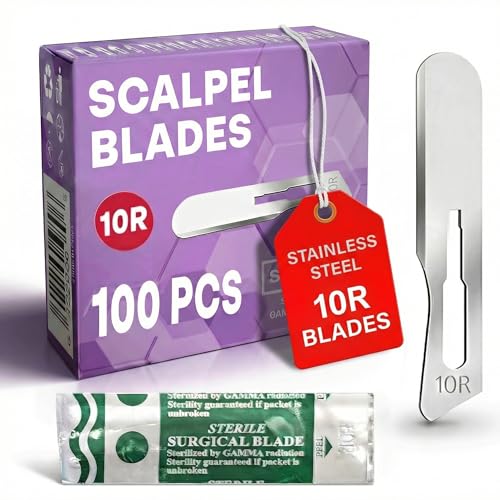 MyMed Stainless Steel 10R Blades Dermaplaning 10R Pack of 100 Dermaplaning Blades 10r, Size 10r Scalpel Blades, Dermablade Dermaplane Blades 10r Individually Wrapped Disposable