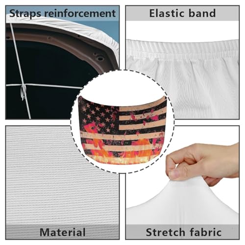 Image of Black US Flag Flames Car Hood Cover Protector Car Hood Wraps Auto Banner Stretchable Auto Decorative Accessories for Compact Sedans SUV Trucks (59x39 Inch)
