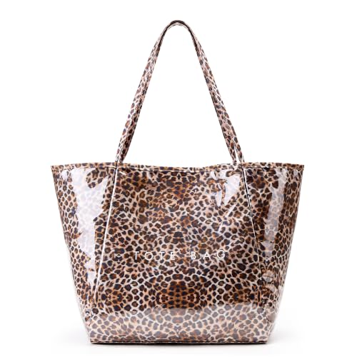 Image of KALIDI PVC Tote Bag Women Large Kraft Paper Travel Beach Bag Jelly Purses
