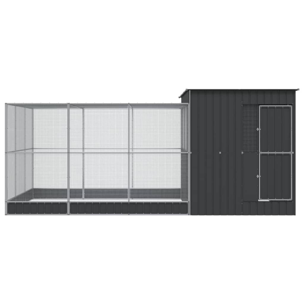 Hommdiy Voliere mit Erweiterung,Silbern Stahl, Vogelkäfig mit abschließbarer Flügeltür, Vogelvoliere für Papageien Wellensittiche,Vogelbauer Vogelhaus497 x 303 x 216 cm