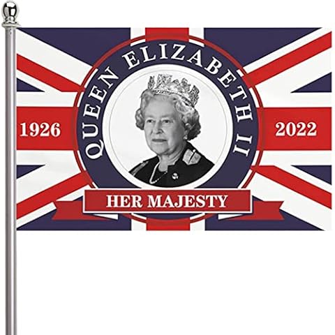 Queen Elizabeth II HER MAJESTY Flags 3x5 Outdoor-Elizabeth flag Flag 1926-2022 Commemoration Of The Queen Of England Great Britain Union Jack Flag Banner for Outdoor Outside Cover