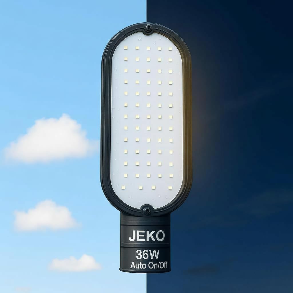 36W LED Street Light with Auto On/Off Sensor | Dusk to Dawn Outdoor Light | IP65 Waterproof & Dustproof | BIS Approved | Polycarbonate Body | Energy Efficient Street Lamp | Corded Electric | 1 Piece-image-4