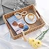 Summit Living Rattan Organizer with Leather Handles – Decorative Wicker for Home Decor – Versatile Storage & Serving Solution for Kitchen and Living Room (Medium-Rectangle) #4