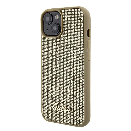 Coque rigide Guess iPhone 15 dorée pour éviter les rayures avec élégance