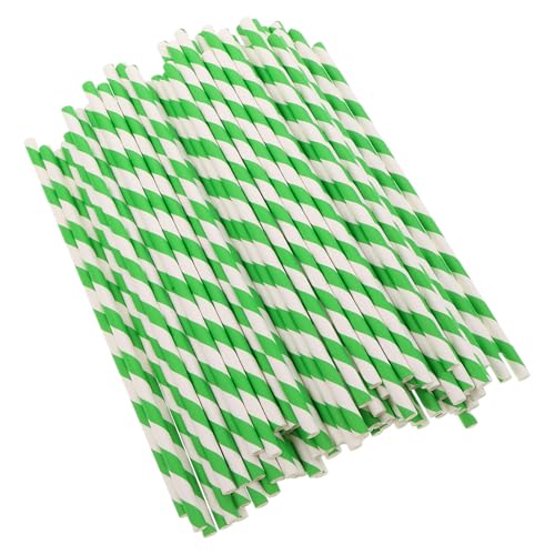 100 pitillos de papel con rayas verdes miniatura 1