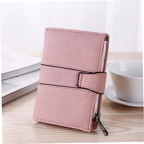 SAFIGLE Fashionable Women's Small Wallet Short Storage Purse for Lady Rfid Zipper Buckle Design Pu Material Many Slots Easy to Organize Money Cards Compact Portable Pink4