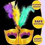 JOYIN 12 Pcs Mardi Gras Feather Masks, Carnival Masquerade Masks Bulk, Mardi Gras Costume Dress Up Accessories for Women, Men Outfit - Image 4