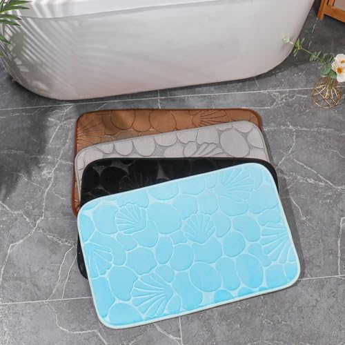 Tapis de bain absorbant flanelle grise 50x80 motif galets relief tapis de douche lavable - 5