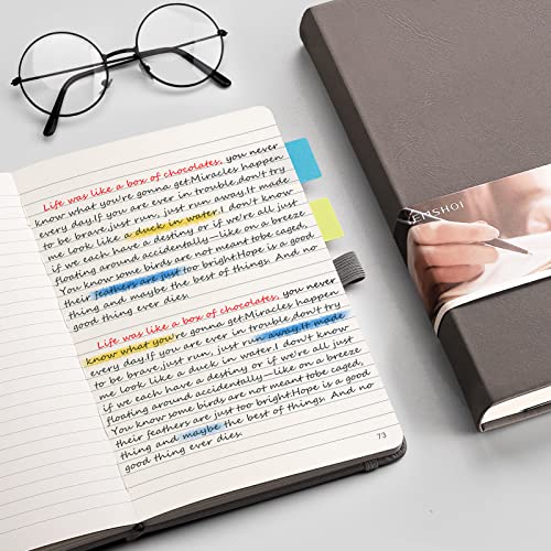 EMSHOI A5 College Ruled Notebook, 256 Numbered Pages 120GSM Ink-Proof Faux Leather Hardcover Lay-Flat Lined Journal for Work Office School Travel Writing, Small 5.75" x 8.38", Dark Grey - Thumbnail 6