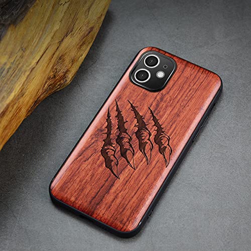 Coque en bois pour iPhone XS étui de luxe en silicone motif patte