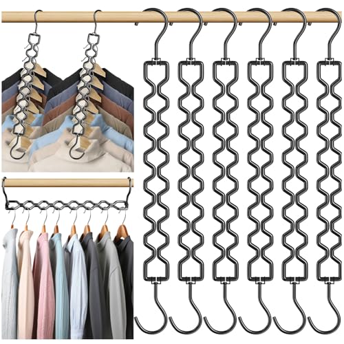 Space Saving Hangers for Clothes 6 Pack, Sturdy Metal Hangers Heavy Duty