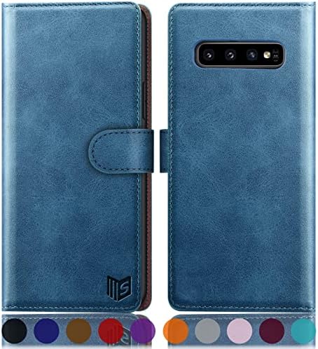 SUANPOT for Samsung Galaxy S10 case with [Credit Card Holder][RFID Blocking],PU Leather Flip Book Protective Cover Women Men for Samsung S10 Phone case Wine Red