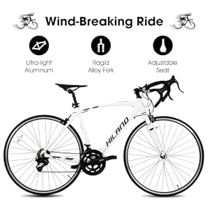 HILAND 700C Road Bike, Aluminum Racing Bike for Men Women Adult, White, M — photo 2 of 6