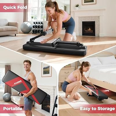 FLYBIRD Foldable Flat Weight Bench for Home Gym, 600/1000 lbs Capacity with Dual Locking for Strength Training, Easy Setup & Storage for Small Apartments, Lifting, Hip Thrust, Dumbbell Workout