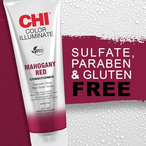 Image of CHI Color Illuminate Conditioner, Helps Maintain Fresh Color In Natural & Color-treated Hair, Sulfate, Paraben, & Cruelty-Free, Mahogany Red, 8.5 Oz