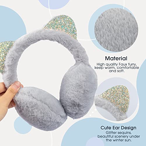 Girl Winter Ear Muffs Cute Cat Ear Furry Plush Earmuff Ear Warmers Women Adjustable Outdoor Earmuff3