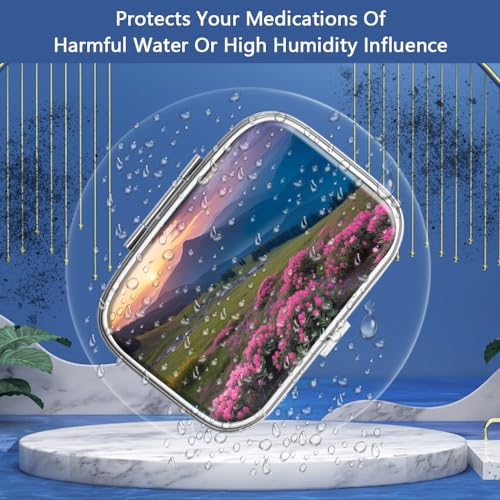 Image of Pill Box 2 Compartment Small Pill Case,Portable for Pocket or Purse Pill Organizer Pill Container Holder to Hold Vitamins, Medication, Fish Oil and Supplements(6PCS)