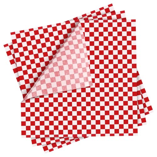 HOLIDYOYO Food Paper Sheets 24pcs Checkered Wax Paper Grease-resistant Perfect for Baking Wrapping